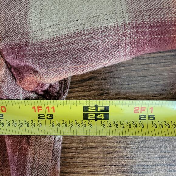 Columbia Button Up Plaid Shirt Mens L Midweight Tan Workwear Office Western Work - Picture 5 of 7